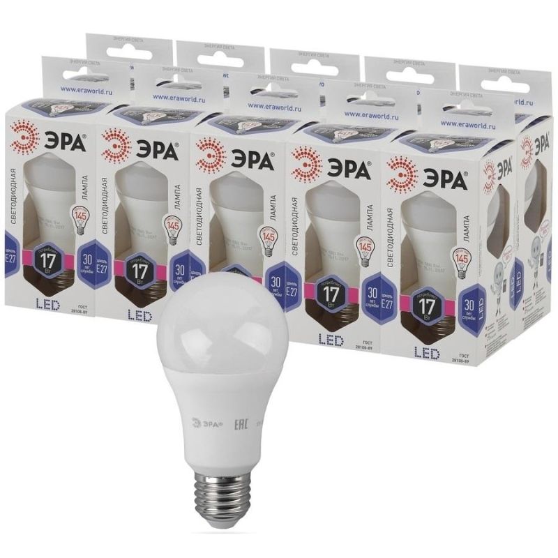 Лампа светодиодная ЭРА STD LED A60-17W-860-E27 E27 / Е27 17Вт холодный свет