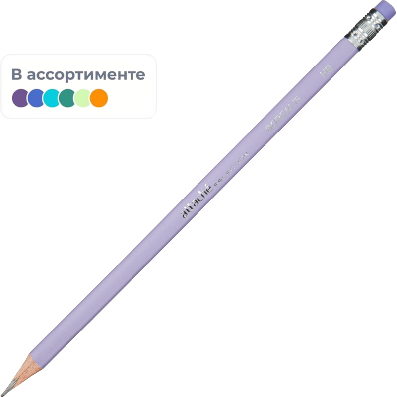 Карандаш чернографитный Attache Selection Borealis HB трехг, с ласт, в асс