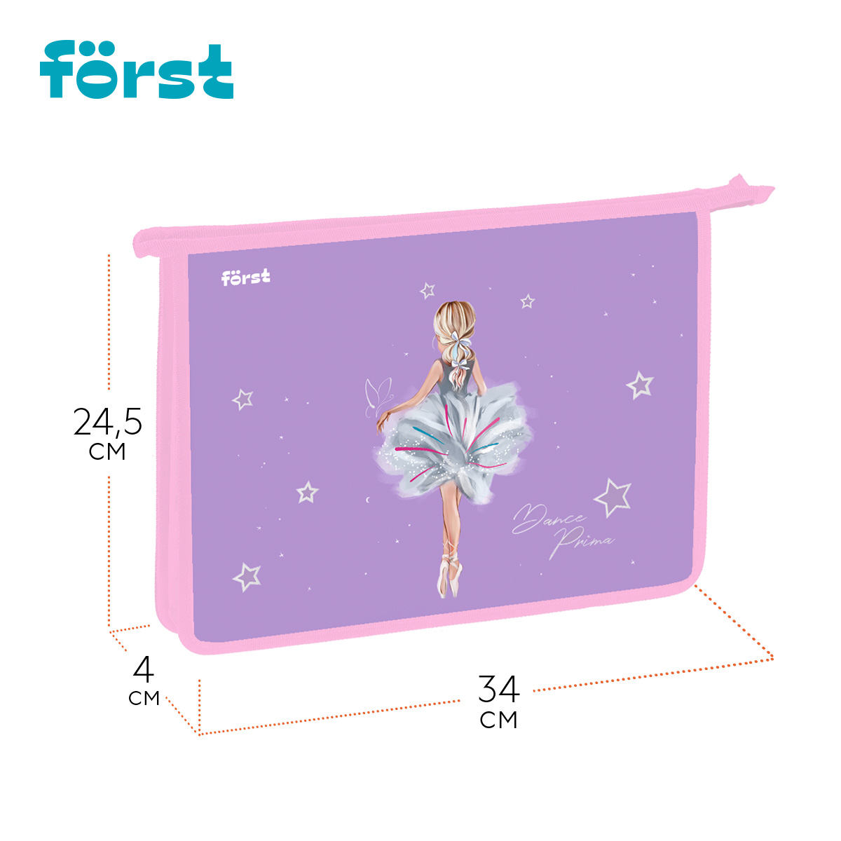 Папка для тетрадей 1 отделение, А4 Först «Dance Dream», 340×245×40 мм, пластик, на молнии