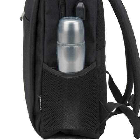 Рюкзак BRAUBERG FUNCTIONAL с отделением для ноутбука, USB-порт, багажная лента, Firm, 43×30x15 см