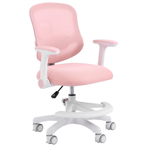 превью Кресло детское с подставкой для ног BRABIX KIDS «MG-215», сетка/ткань TW, розовое