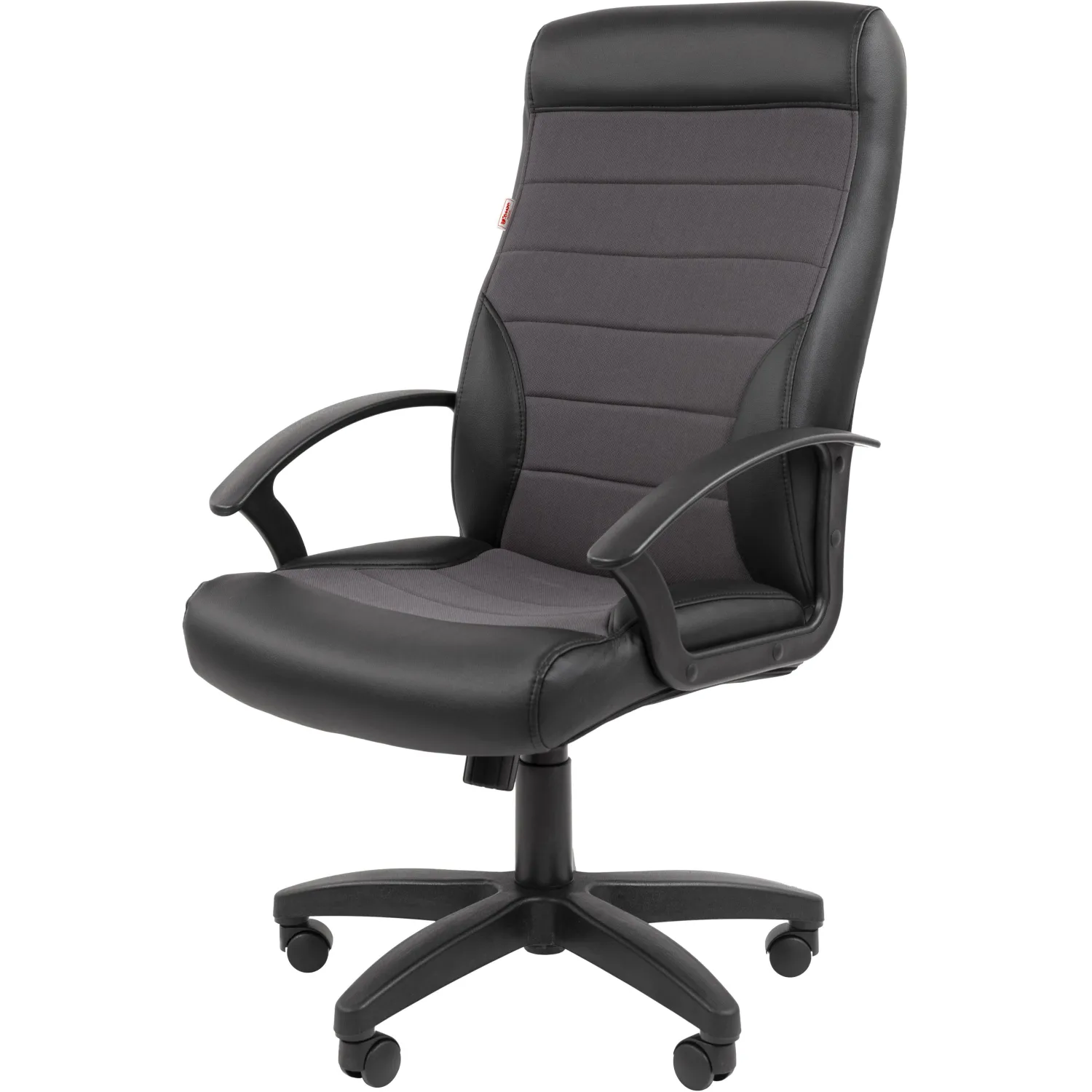 превью Кресло для руководителя Комус Мебель (Easy Chair) Easy Chair 639 серое/чёрное (экокожа/ткань, пластик)