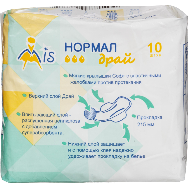 Прокладки женские МИС Нормал драй 3 капли 10шт/уп