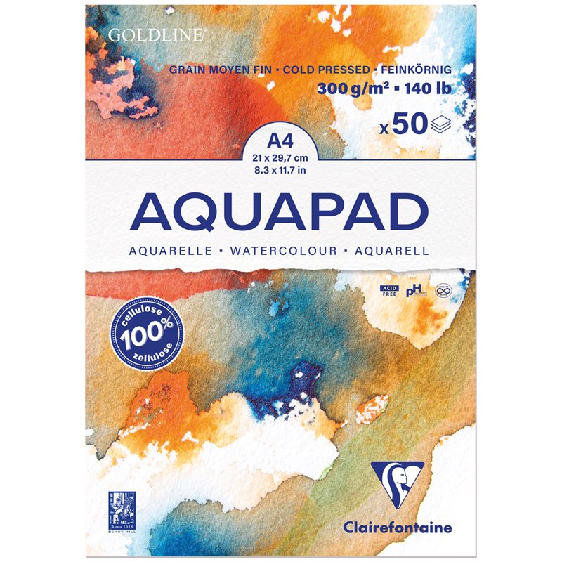 превью Альбом для акварели 50л., А4, на склейке Clairefontaine «Goldline Aqua»,300г/м2, холод. прессование