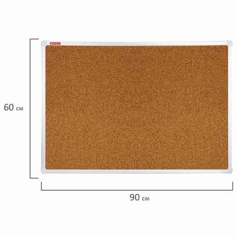 Доска пробковая BRAUBERG для объявлений, 60x90 см, улучшенная алюминиевая рамка,