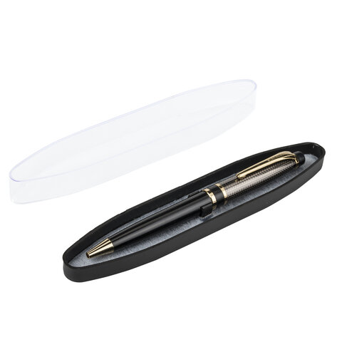Ручка подарочная шариковая BRAUBERG Sonata, СИНЯЯ, корпус золотистый с черным, линия письма 0.5 мм