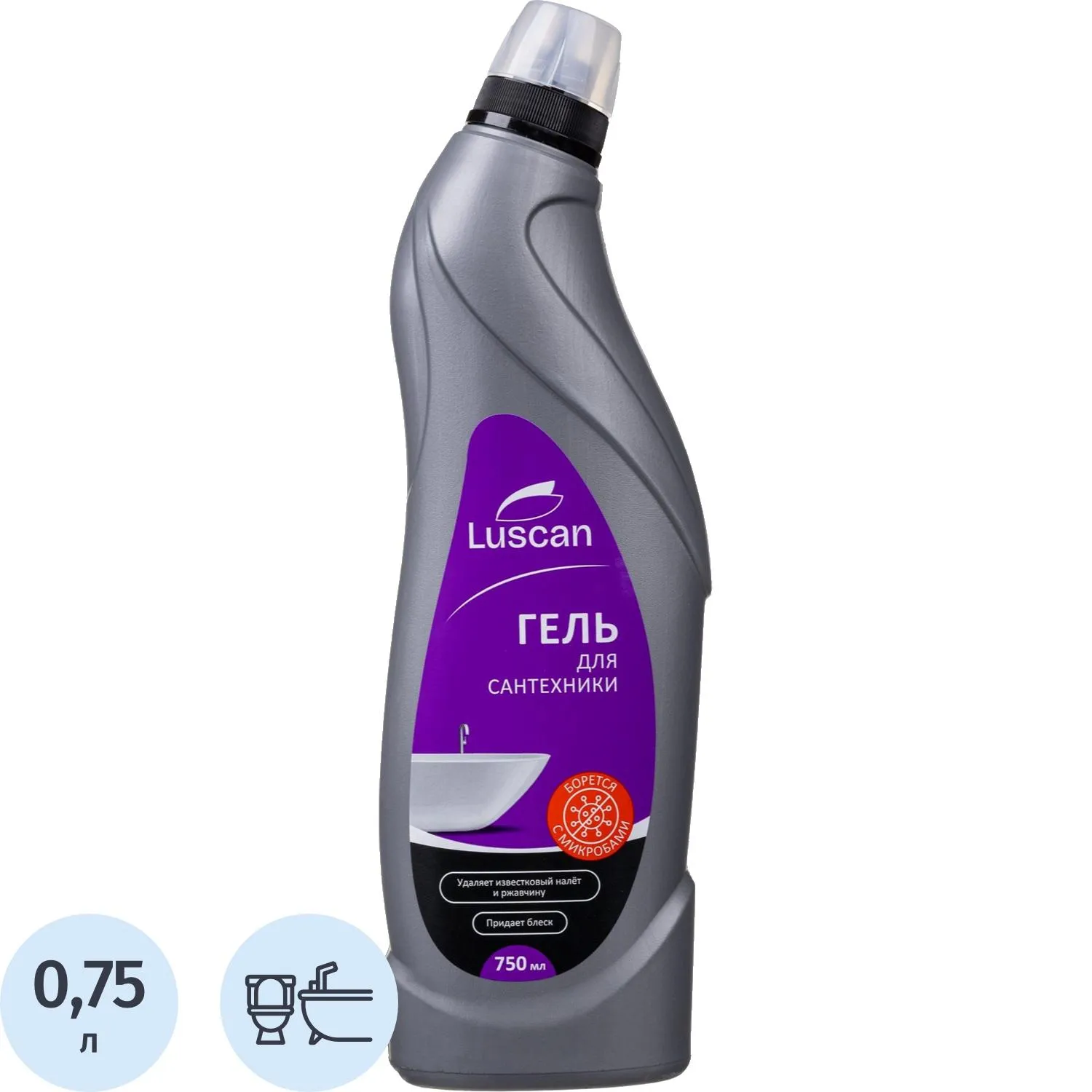 Средство для сантехники чистящее Luscan с кислотой 0.75 л для уборки туалета и ванной