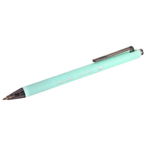 Ручка шариковая автоматическая BRAUBERG «VIVID PASTEL», корпус soft-touch, СИНЯЯ, пишущий узел 0.7 мм, линия письма 0.35 мм