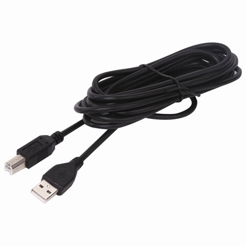 Кабель USB 2.0 AM-BM, 3 м, SONNEN Premium, медь, для периферии, экранируемый, черный, 513129