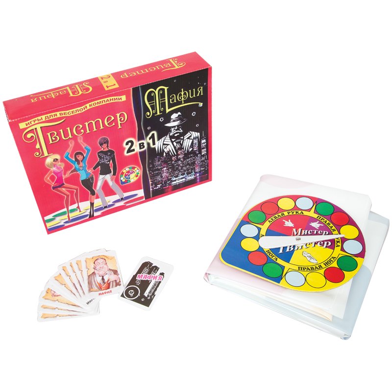 Набор игр 2 в 1 Нескучные игры «Твистер + Мафия», с рулеткой, 17 карточек