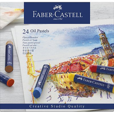 Пастель масляная художественная FABER-CASTELL «Oil Pastels», 24 цвета, круглое сечение