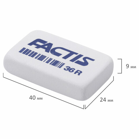 Резинка стирательная FACTIS 36 R (Испания), прямоугольная, 40×24×9 мм, мягкая, синтетический каучук