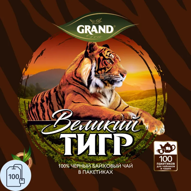 Чай чёрный Великий Тигр Grand 100 пакетиков