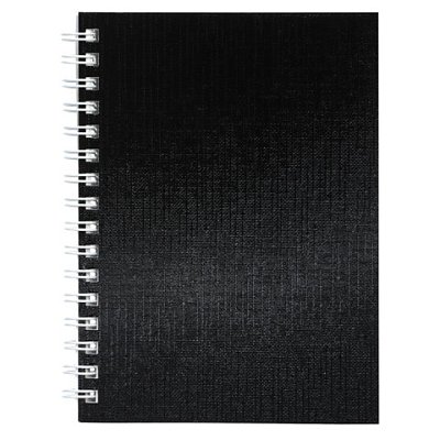 Блокнот МАЛЫЙ ФОРМАТ А6, 80 л., гребень, бумвинил «METALLIC», клетка, HATBER, черный, 086310