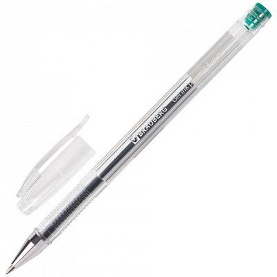 Ручка гелевая BRAUBERG «Jet», корпус прозрачный, толщина письма 0.5 мм, зеленая