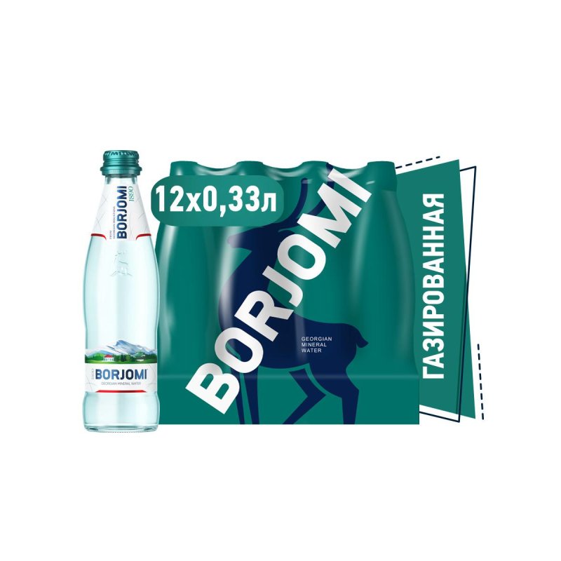 превью Вода минеральная Боржоми 0,33 л газ. стекло 12шт/уп