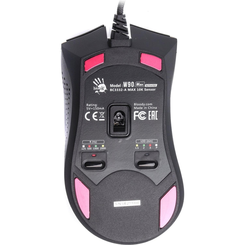 Мышь компьютерная A4Tech Bloody (W90 MAX PANDA)бел/черн 10000dpi USB 10but