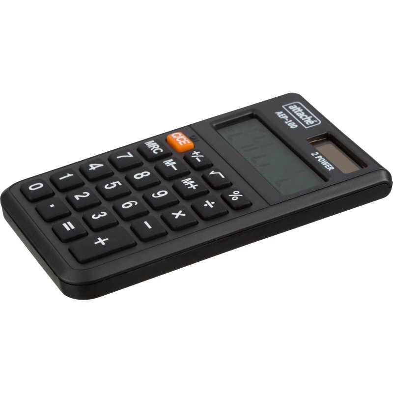 Калькулятор карманный Attache, AEP-100.8р, двойное питание, черн