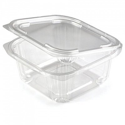 Одноразовый контейнер квадратный 750мл С КРЫШКОЙ ЮП-РКСП КОМПЛЕКТ 300шт прозрач. ПЭТ, шк167