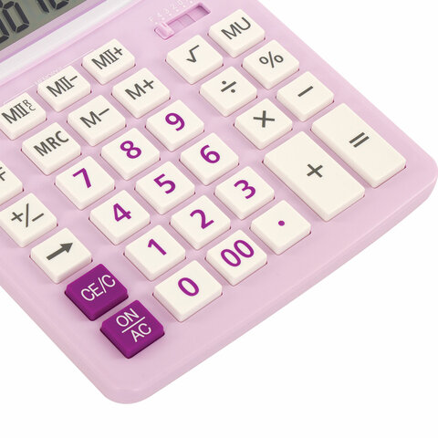 Калькулятор настольный BRAUBERG EXTRA PASTEL-12-PR (206×155 мм), 12 разрядов, двойное питание, СИРЕНЕВЫЙ