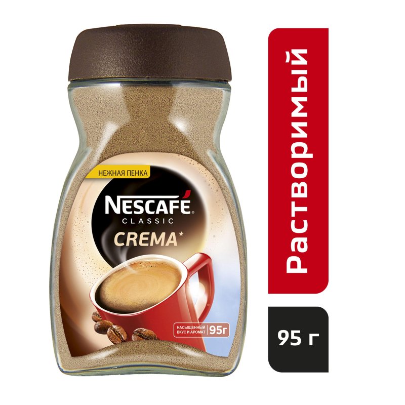 Кофе растворимый NESCAFE «Classic Crema», с нежной пенкой, 95 г, стеклянная банка