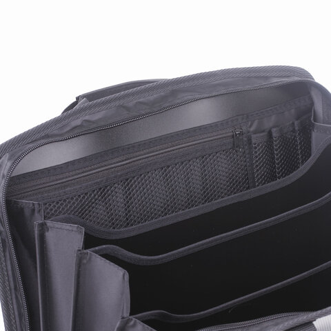 Портфель-сумка пластиковый BRAUBERG А4+ (375×305×60 мм), 4 отделения, 2 кармана, серый, 228685