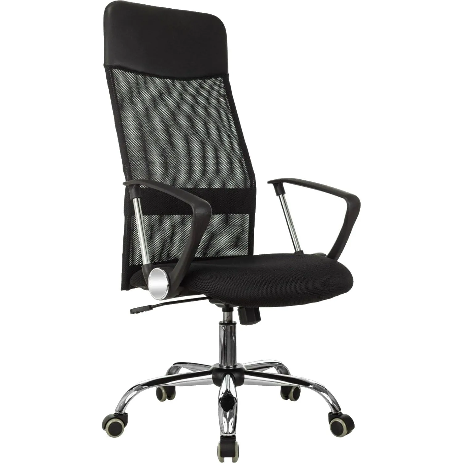 Кресло для руководителя Комус Мебель (Easy Chair) 508 чёрное (сетка/ткань/экокожа, металл хромированный)