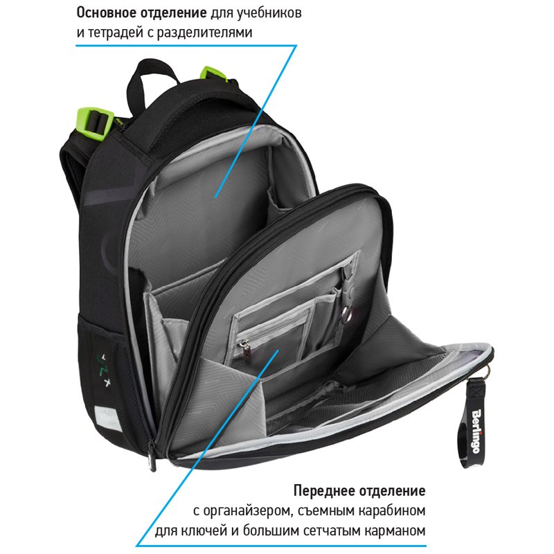 Ранец Berlingo Expert Max «Gaming Zone» 37×28×16см, 2 отделения, анатомическая спинка, дождевик в комплекте