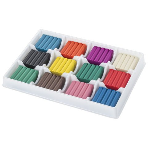 Пластилин классический ЮНЛАНДИЯ «ВЕСЁЛЫЙ ШМЕЛЬ», 12 цветов, 204 г, БЕЗ СТЕКА, КВАДРАТНЫЙ