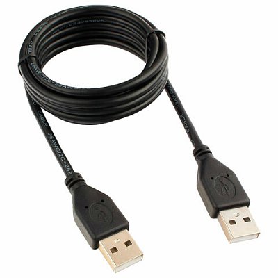 Кабель USB 2.0 AM-AM, 1.8 м, CABLEXPERT, двойной экран, медь, Pro, черный, пакет