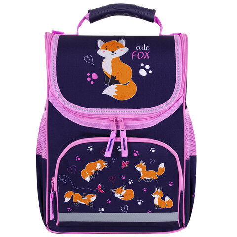 Ранец ПИФАГОР BASIC, 1 отделение, 3 кармана, эргономичная спинка, «Playing foxes», 35×28х18 см