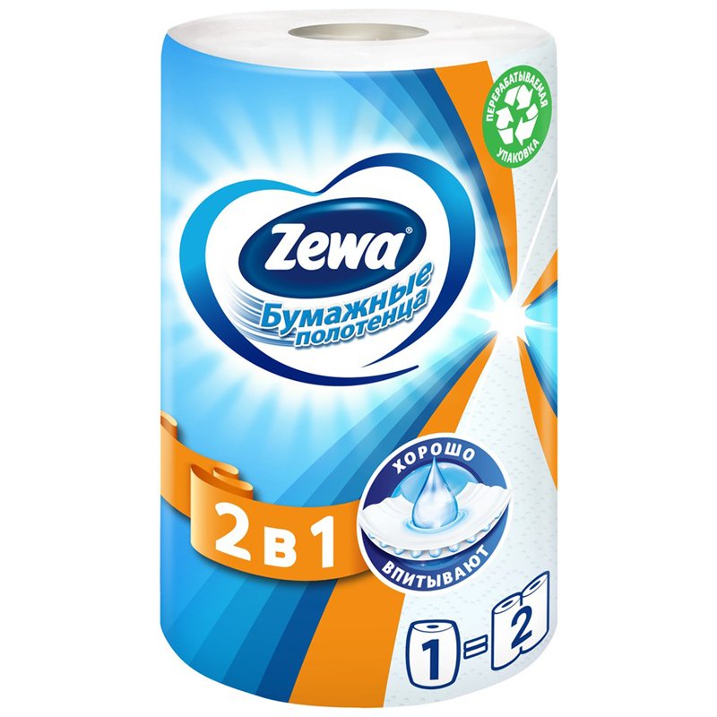 Полотенца бумажные zewa expert wisch weg белые с рисунком двухслойные 2 рул