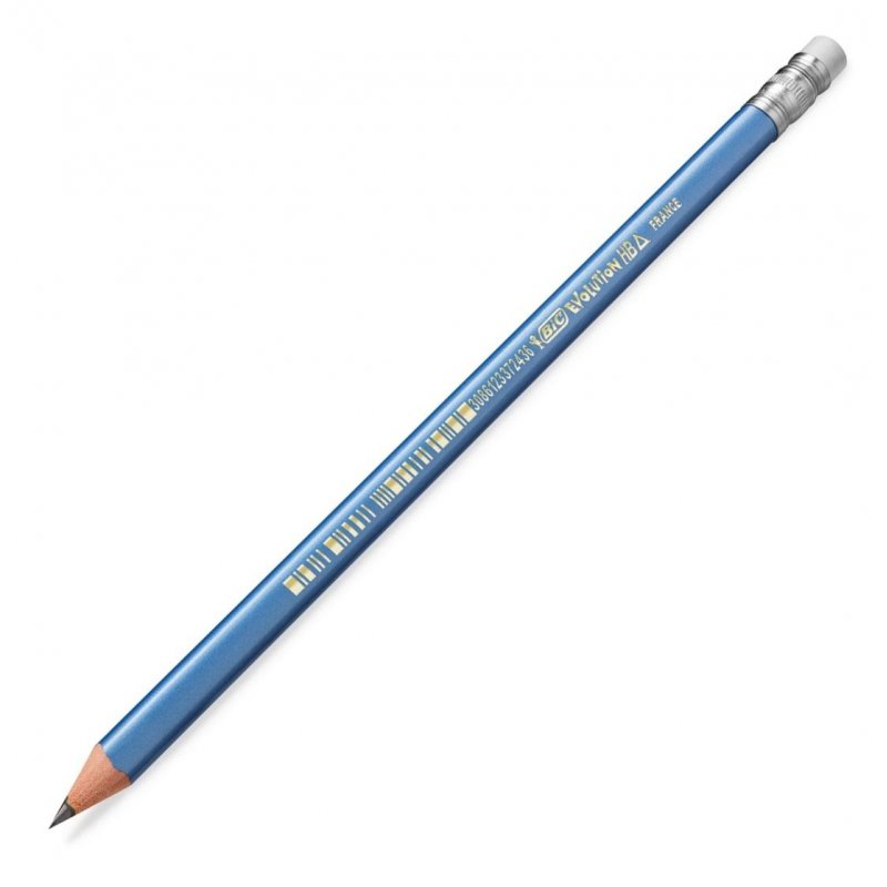 Карандаш чернографитный Bic Evolution Triangle HB трехгранный заточенный с ластиком
