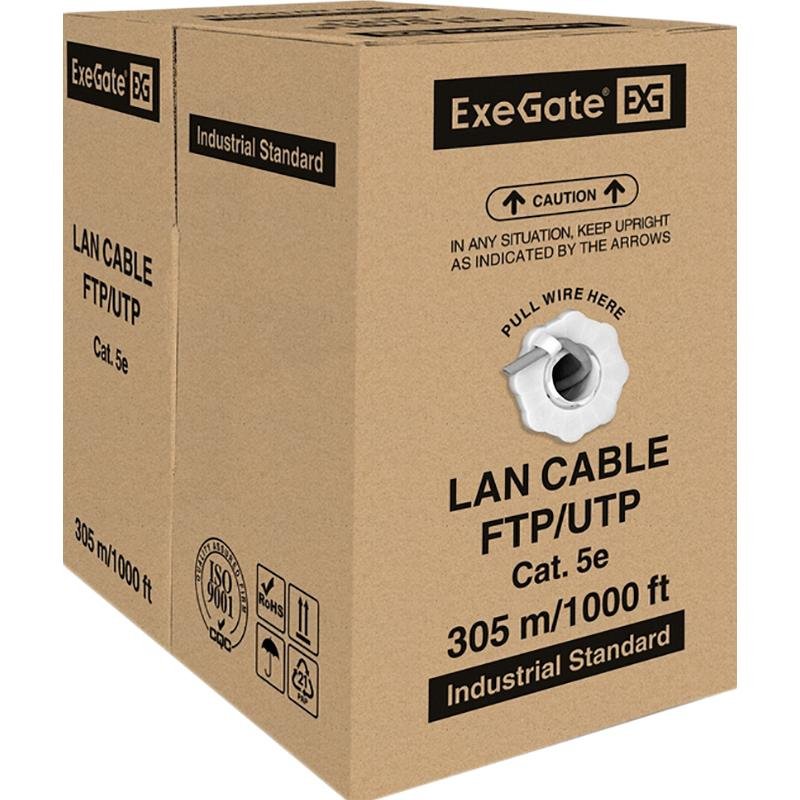 Кабель ExeGate FUTP4-C5e-CCA-S24-IN-PVC-GY-305 FTP, экран