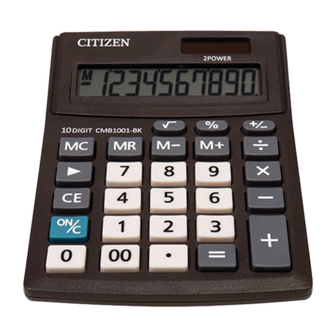 Калькулятор настольный CITIZEN BUSINESS LINE CMB1001BK, МАЛЫЙ (136×100 мм), 10 разрядов, двойное питание