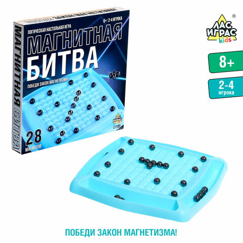 превью Игра настольная логическая МАГНИТНАЯ БИТВА, 28 шариков, 28×28 см, ЛИ, 35158
