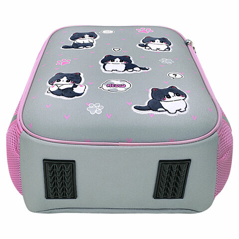 Ранец BRAUBERG LIGHT, 1 отделение, с брелоком, «Cat patches», плюшевые нашивки, 36×26х13 см