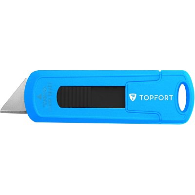 Нож безопасный мини TOPFORT 19мм трапец. блок. сист., цинк корпус