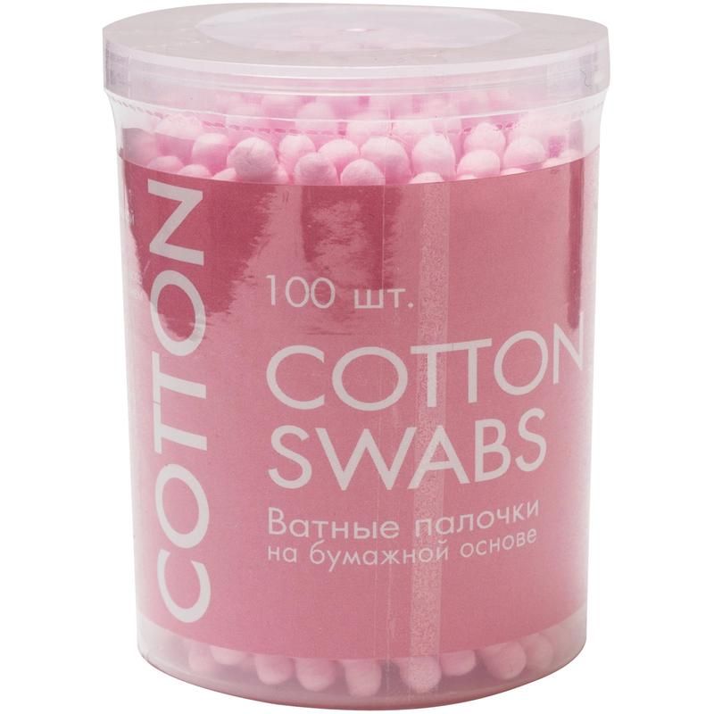 превью Палочки ватные Pure на бумажной основе розовые 100 штук в упаковке