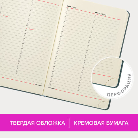 Ежедневник недатированный А5 138×213 мм BRAUBERG «Status», под кожу, 160 л., серо-голубой