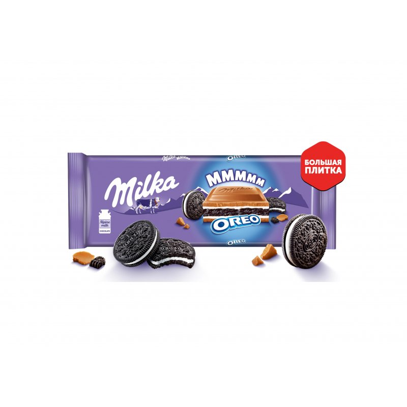 Шоколад Milka молочный с начинкой со вкусом ванили и печенья Oreo 300 г ...