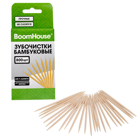 Зубочистки бамбуковые 800 шт. в коробке с подвесом, BOOMHOUSE (БУМХАУС)