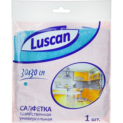 Салфетка хозяйственная Luscan из микрофибры универ 200г/м2 30×30см синяя