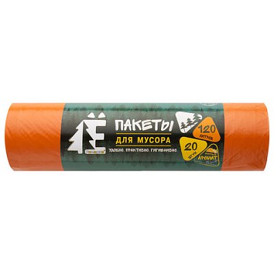 Мешки для раздельного сбора мусора 120 л, оранжевые, в рулоне 20 шт., ПВД 20 мкм, 70×110 см, РОМАШКА