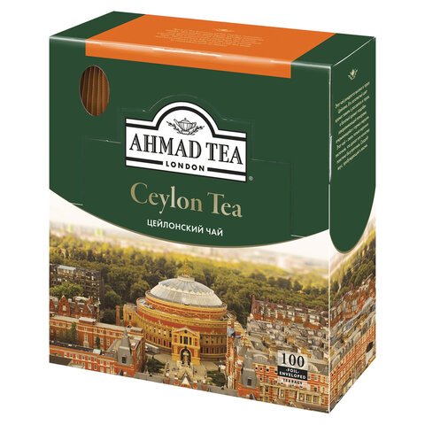 превью Чай AHMAD (Ахмад) «Ceylon Tea», черный, 100 пакетиков с ярлычками по 2 г