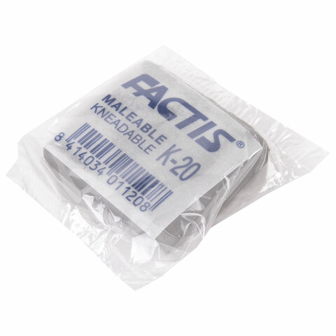 Ластик-клячка FACTIS K 20 (Испания), 37×29×10 мм, супермягкий, натуральный каучук, серый