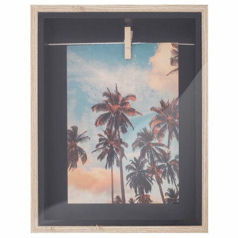Рамка из МДФ BRAUBERG LOFT BLACK BOX, фото 13×18см, с прищепкой, 20×25см