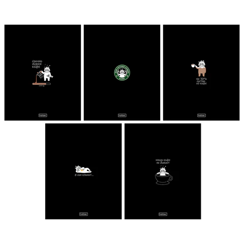 превью Тетрадь А5, 48 л., HATBER, скоба, клетка, глянцевая ламинация, «Coffee Story» (микс в спайке), 094576