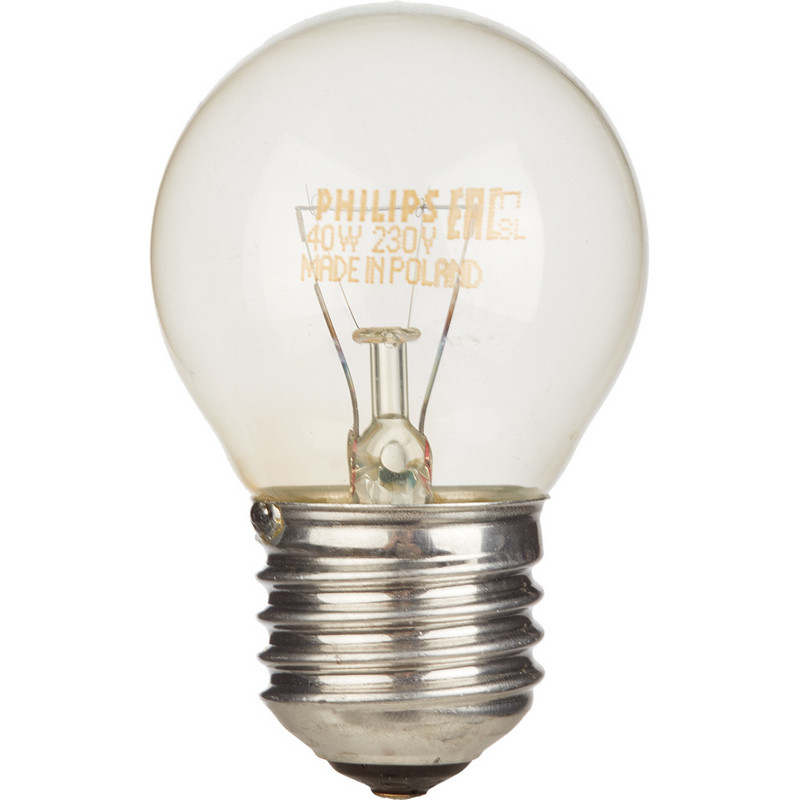 Лампа накаливания Philips, шарик, прозрачная, 40Вт, цоколь E27