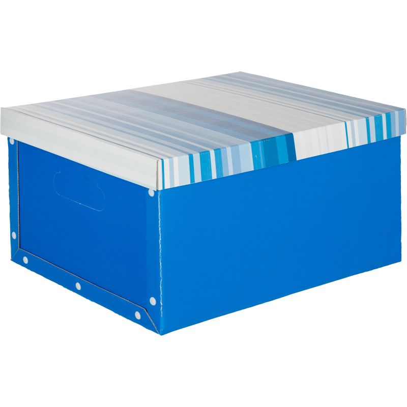 Короб архивный для хран. Attache 430×330х220 син+син. полос клепк кашир. карт